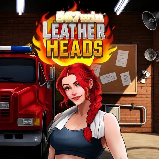 Interface do jogo de slot Leatherheads com tema de bombeiros